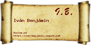 Iván Benjámin névjegykártya